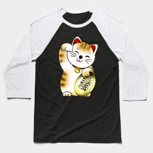 Calico maneki lucky cat with coin Baseball T-Shirt